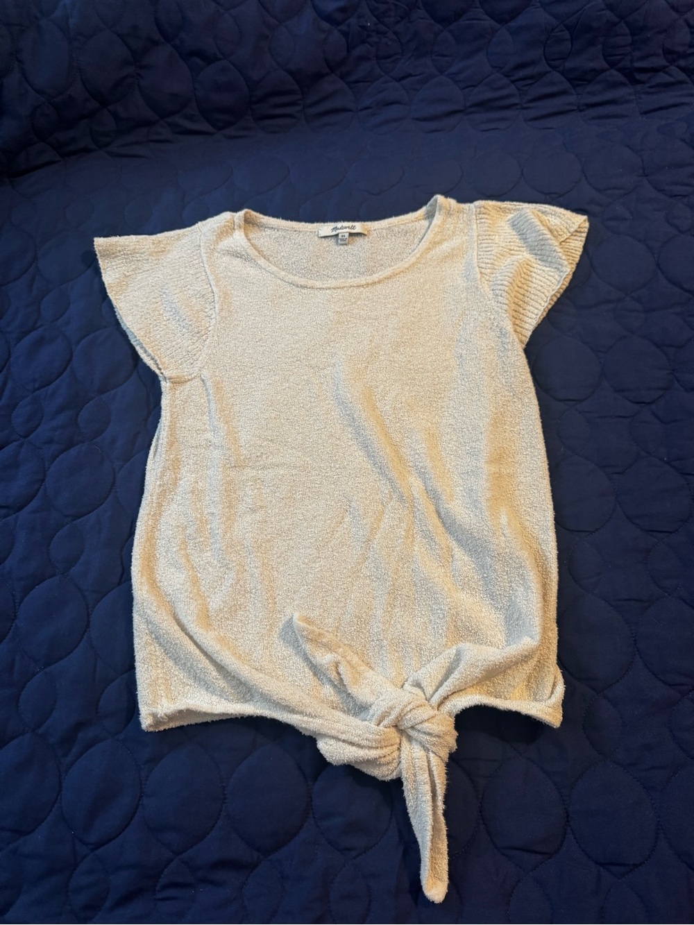 Madewell Cream Textured Crewneck Top